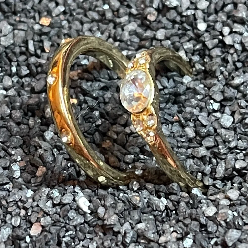 Gold Tone‎ & Rhinestones Band Ring Set Size 6.5